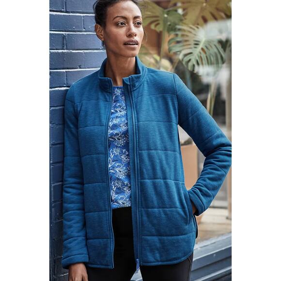J. JILL Fit Quilted Knit Jacket Full Zip Imperial Blue Plus Size 3X {123} - Picture 5 of 10